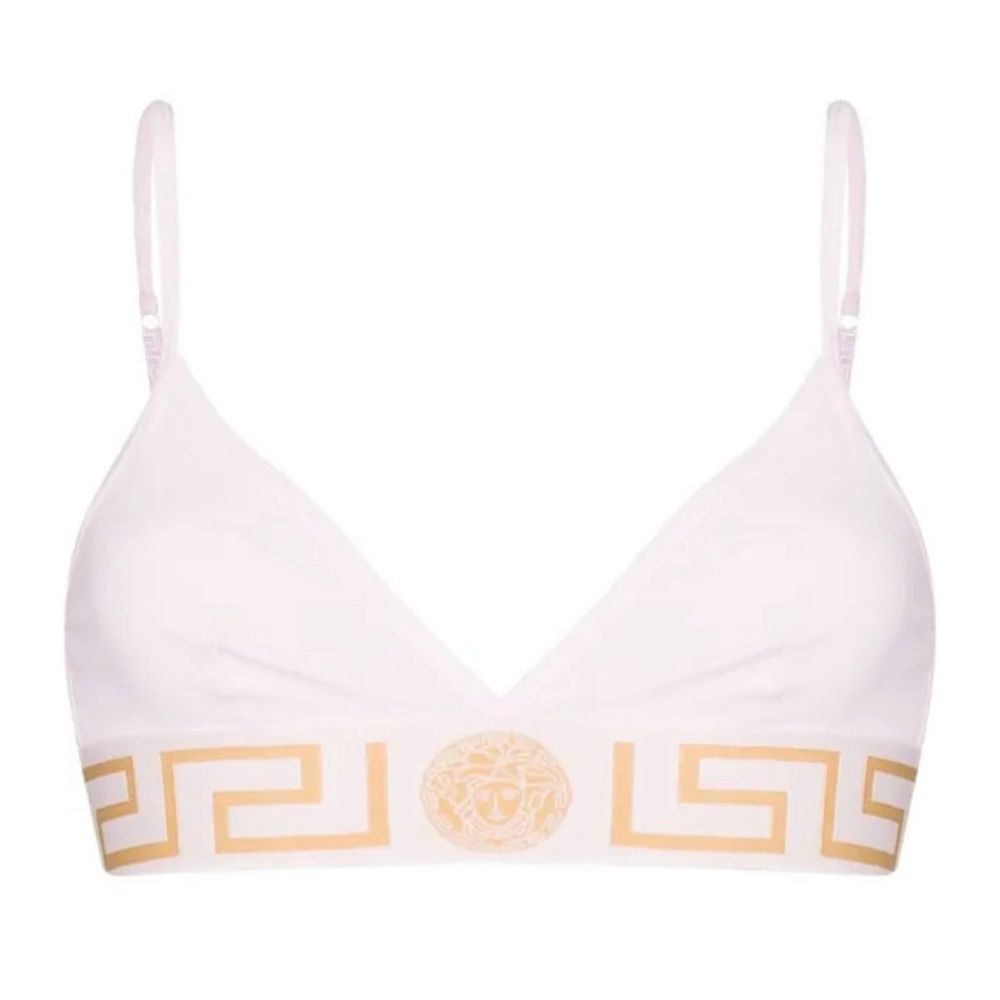 Versace Greca Border Triangle Bralette with Thin Straps NWOT